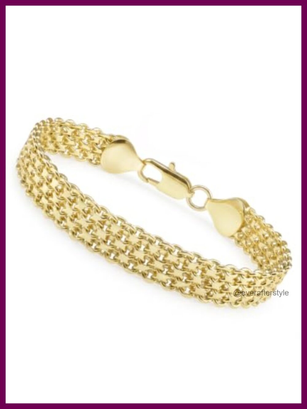 14k Gold Plated Mesh Chain Link Bracelet for Women